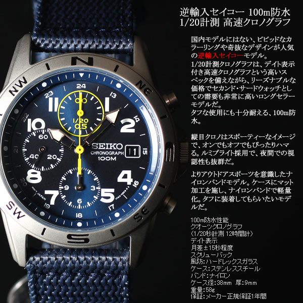 セイコー SEIKO 逆輸入 腕時計 ミリタリー クロノグラフ SND379P2