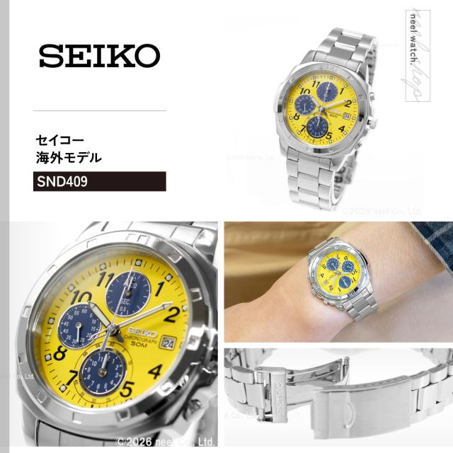 セイコー SEIKO逆輸入 メンズ 腕時計 50m防水 1/20クロノグラフ イエロー ブルー SND409_1