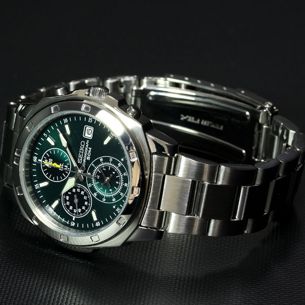 セイコー SEIKO 逆輸入 腕時計 50m防水 1/20クロノグラフ メタルグリーン SND411_8