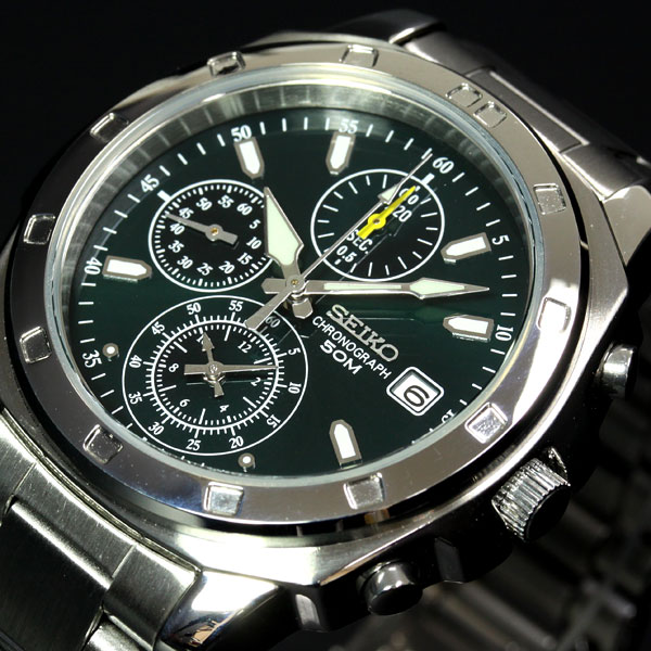 セイコー SEIKO 逆輸入 腕時計 50m防水 1/20クロノグラフ メタル