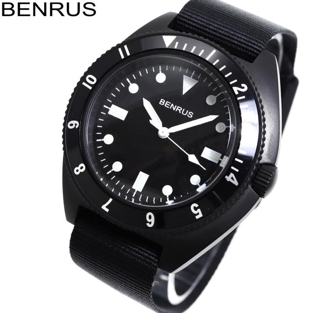 ベンラス BENRUS 腕時計 メンズ TYPE-I BLACK ブラック ミリタリーウォッチ 復刻モデル