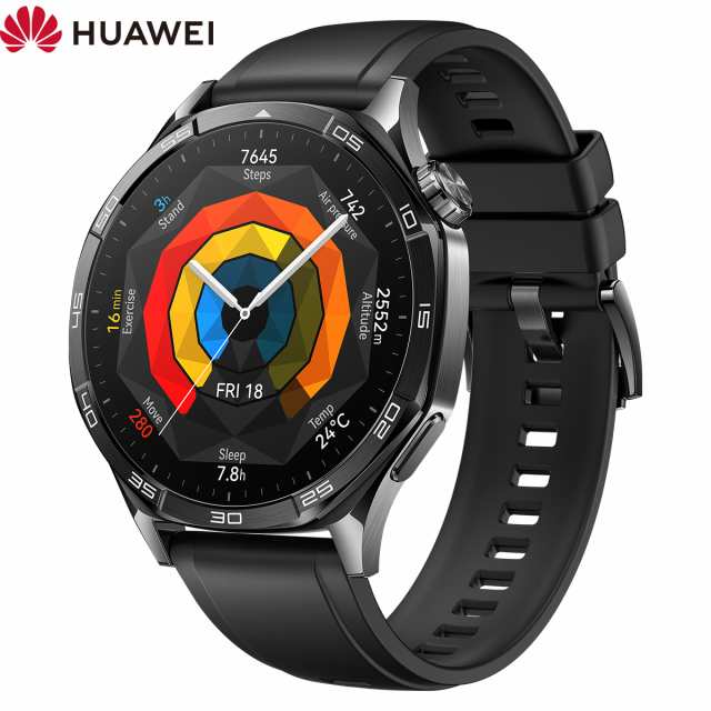 ファーウェイ HUAWEI スマートウォッチ WATCH GT5 46mm VLI-B19-BK ウェアラブル 血中酸素 ゴルフナビ ブラック 腕時計 メンズ レディー