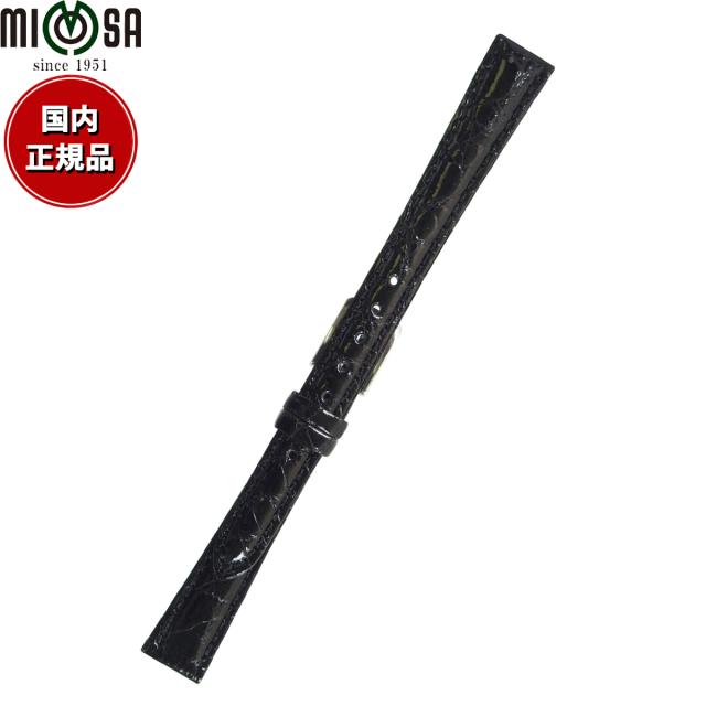 ミモザ MIMOSA 腕時計 替えバンド ベルト レディース 腹ワニDM カイマン 10mm ブラック/シルバー 時計 時計バンド 時計ベルト 革 ワニ革の通販は