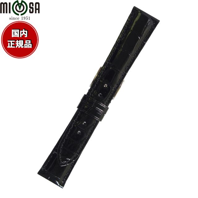 ミモザ MIMOSA 腕時計 替えバンド ベルト メンズ クロコS クロコダイル 18mm ブラック/シルバー 時計 時計バンド 時計ベルト 革 ワニ革