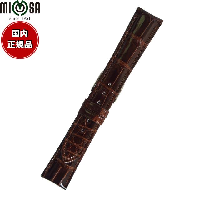 ミモザ MIMOSA 腕時計 替えバンド ベルト メンズ クロコS クロコダイル 19mm ダークブラウン/シルバー 時計 バンド 時計ベルト 革 ワニ革