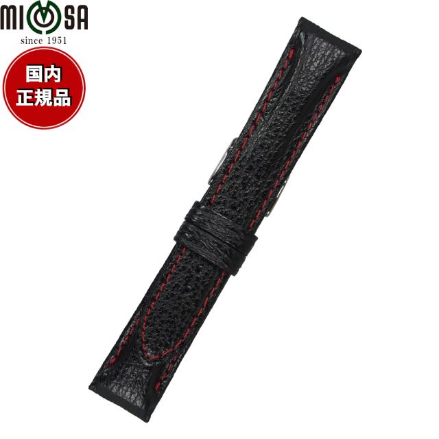 ミモザ MIMOSA 腕時計 替えバンド ベルト メンズ シャーク サメ 22mm ブラック/シルバー 時計 時計バンド 時計ベルト 革 サメ革の通販は