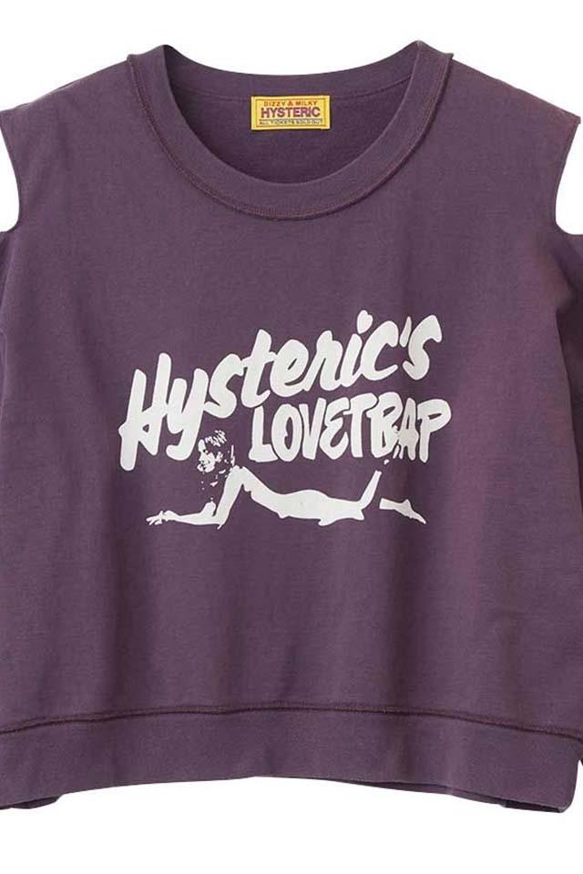 HYSTERIC GLAMOUR ヒステリックグラマー 01261CS01 HYSTERIC’S LOVETRAP ショート丈スウェット PURPLE 正規通販 レディース_1
