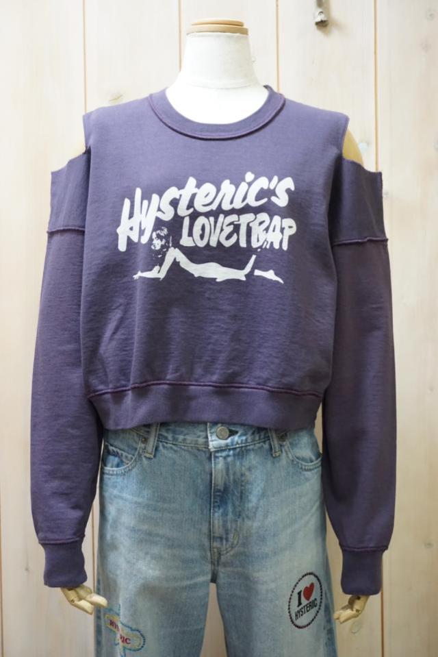 HYSTERIC GLAMOUR ヒステリックグラマー 01261CS01 HYSTERIC’S LOVETRAP ショート丈スウェット PURPLE 正規通販 レディース_4