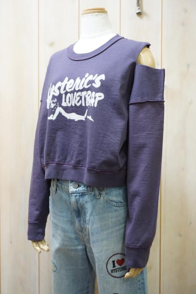 HYSTERIC GLAMOUR ヒステリックグラマー 01261CS01 HYSTERIC’S LOVETRAP ショート丈スウェット PURPLE 正規通販 レディース_8