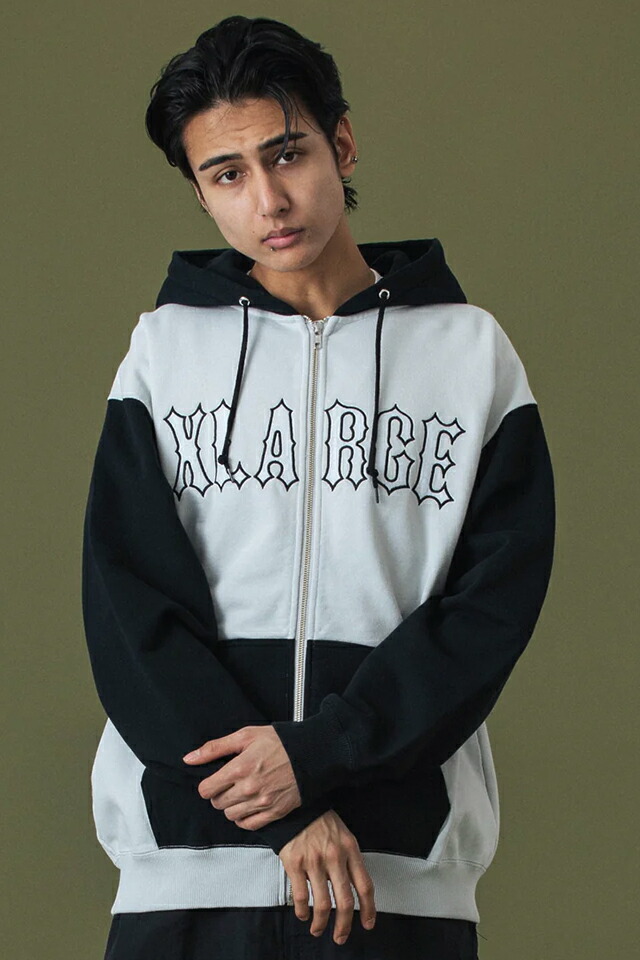 XLARGE エクストララージ 101253012007 COLOR BLOCK ZIP HOODED SWEATSHIRT ジップパーカー BLACK 正規通販 メンズ レディース_3