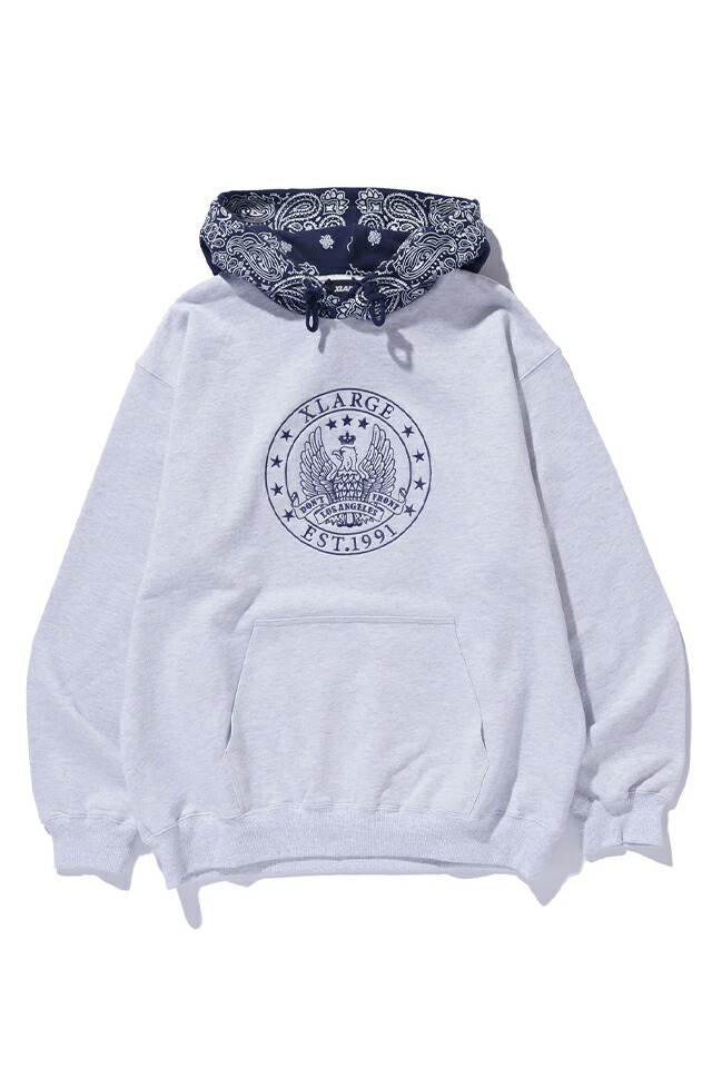 セール40%OFF XLARGE エクストララージ 101243012018 PATTERN BLOCKED HOODED SWEATSHIRT パーカー ASH 正規通販 メンズ レディース