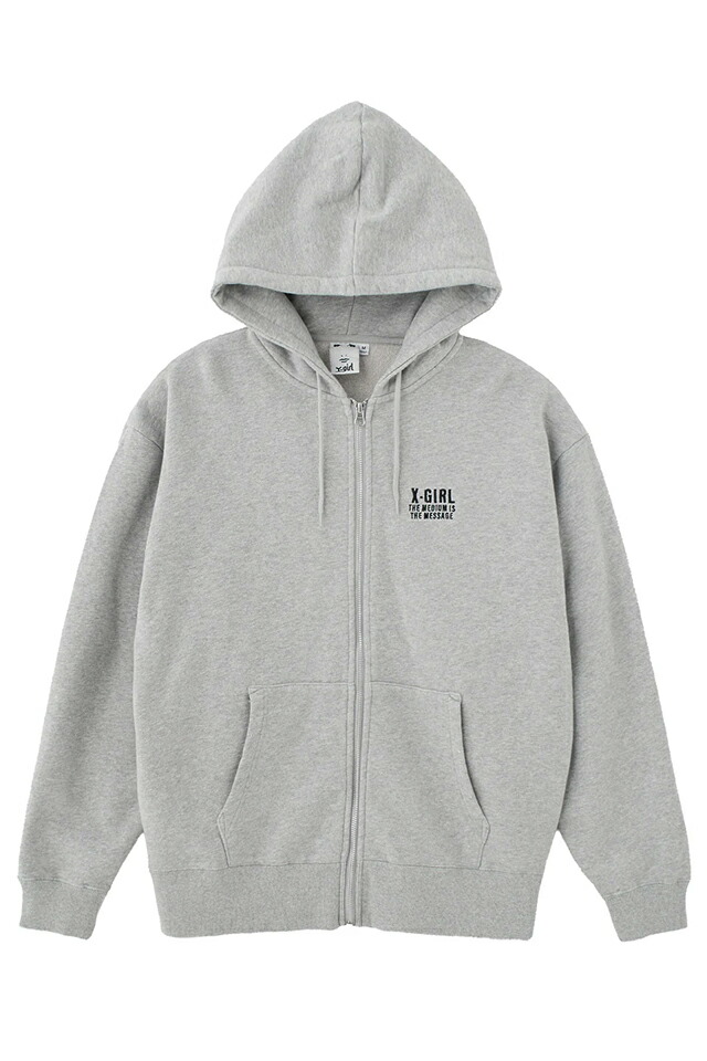 X-girl エックスガール 105261012016 CIRCLE MESSAGE AND FACE ZIP UP SWEAT HOODIE ジップパーカー ASH 正規通販 レディース_3