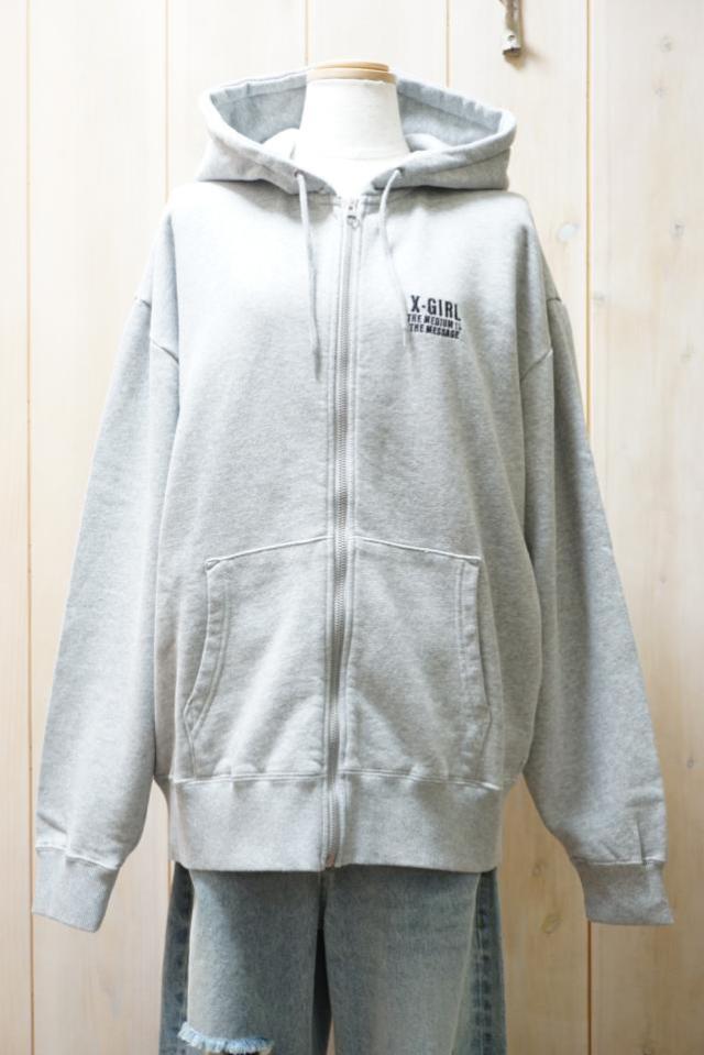 X-girl エックスガール 105261012016 CIRCLE MESSAGE AND FACE ZIP UP SWEAT HOODIE ジップパーカー ASH 正規通販 レディース_13