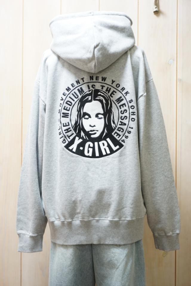 X-girl エックスガール 105261012016 CIRCLE MESSAGE AND FACE ZIP UP SWEAT HOODIE ジップパーカー ASH 正規通販 レディース_16