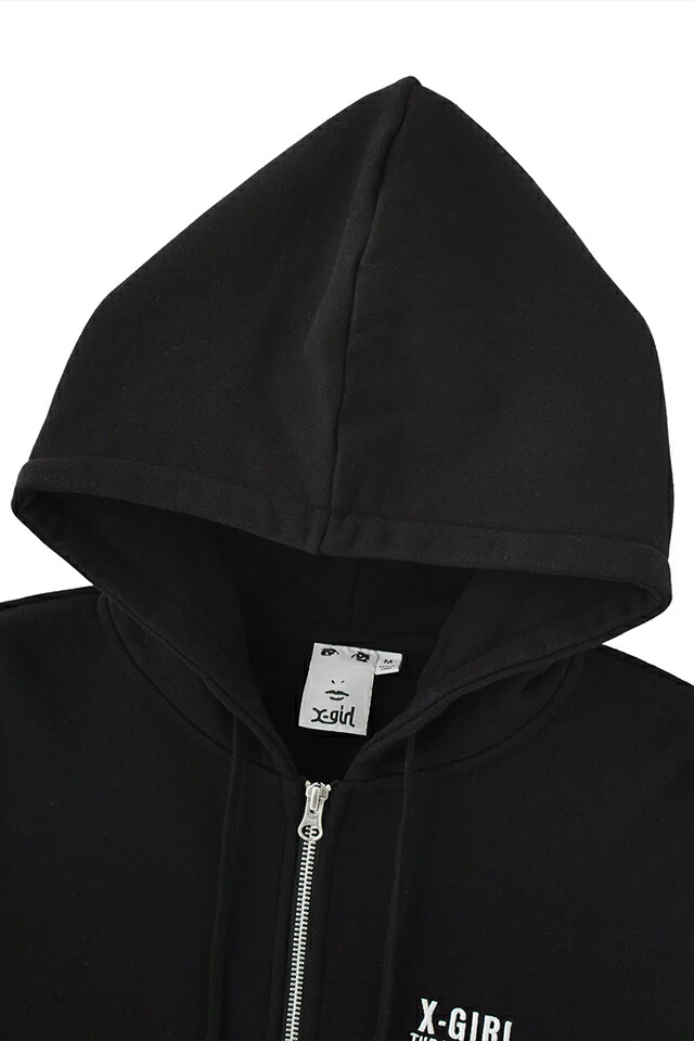 X-girl エックスガール 105261012016 CIRCLE MESSAGE AND FACE ZIP UP SWEAT HOODIE ジップパーカー BLACK 正規通販 レディース_4
