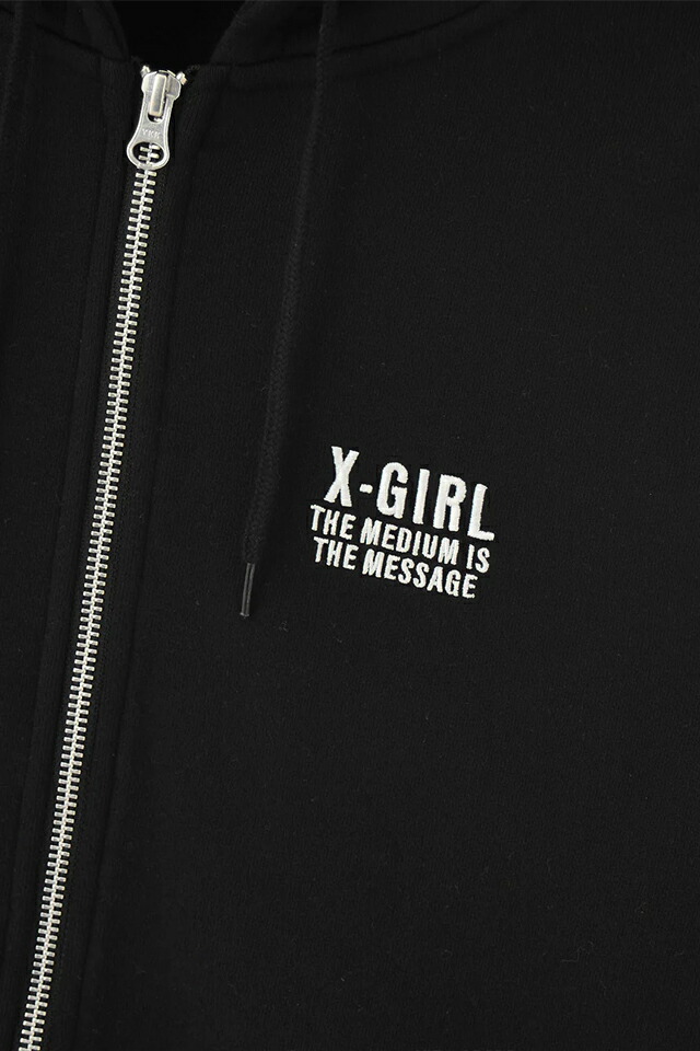 X-girl エックスガール 105261012016 CIRCLE MESSAGE AND FACE ZIP UP SWEAT HOODIE ジップパーカー BLACK 正規通販 レディース_5