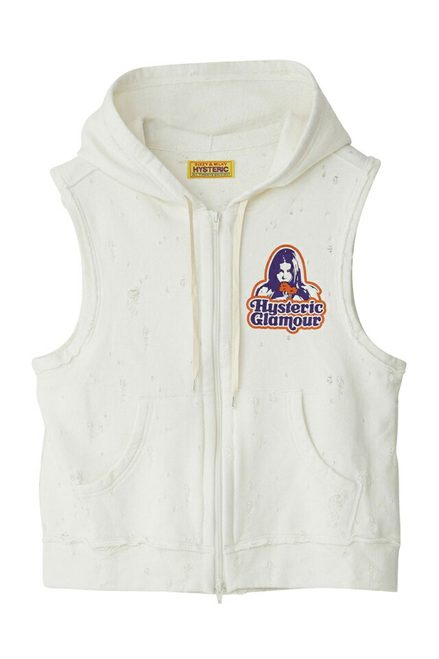 HYSTERIC GLAMOUR ヒステリックグラマー 01251CF04 GIRLS TAKE OVER ベスト WHITE 正規通販 レディース