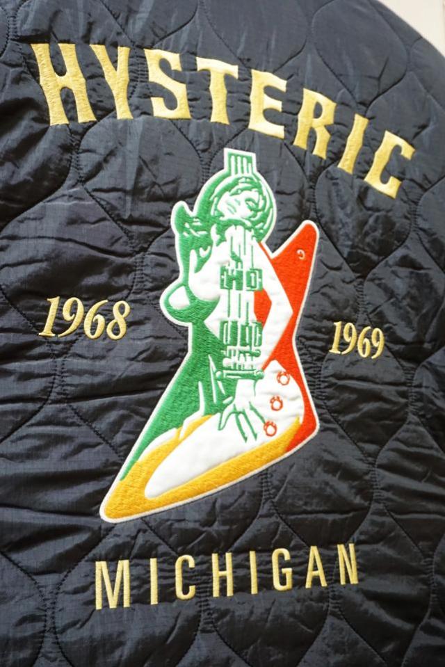 HYSTERIC GLAMOUR ヒステリックグラマー 02253AB08 GUITAR GIRL MICHIGAN刺繍 キルティングジャケット BLACK 正規通販 メンズ_12