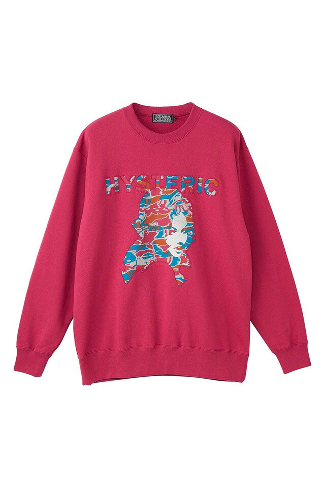 HYSTERIC GLAMOUR ヒステリックグラマー 02253CS01 WOMAN HEADバックアップリケ スウェット PINK 正規通販 メンズ