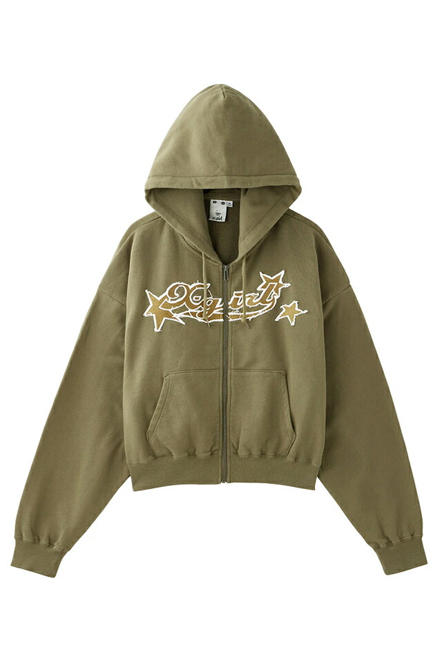 セール30%OFF X-girl エックスガール 105251012004 X-girl STAR LOGO ZIP UP HOODIE ジップパーカー OLIVE 正規通販 レディース