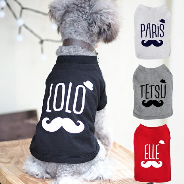おひげTシャツ XXL-3XLサイズ ペット 犬服 犬の服 名入れ 名前入り 名入り 名前入り 半袖 春 夏 Tシャツ おしゃれ かわいい 犬 飼い主 服 好き プレゼント 誕生日 小型犬 中型犬 チワワ トイプードル ポメラニアン マルチーズ マルプー ダックスフンド
