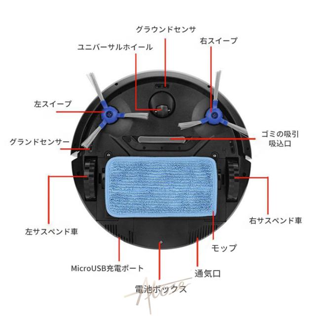 ロボット掃除機 水拭き 小型 スリム 7.5cm 超薄型 家庭用 掃除ロボット 床拭きロボット 水拭き両用 お掃除ロボット 強力吸引 静音 衝突防止 遠隔操作 自動充電機能 App対応 予約清掃 自動ゴミ収集 USB充電式 全自動掃除機 ペットの毛 花粉 敬老の日プレゼント 2025