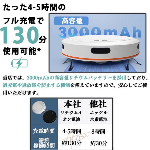 ロボット掃除機 水拭き 小型 超薄型 家庭用 掃除ロボット 床拭きロボット 水拭き両用 お掃除ロボット 強力吸引 静音 自動ゴミ収集 衝突防止 Wi-fi 遠隔操作 自動充電機能 App対応 予約清掃 掃除ロボット USB充電式 ロボットクリーナー 花粉 敬老の日_11