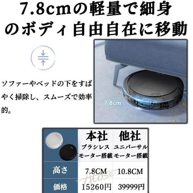 ロボット掃除機 水拭き 小型 超薄型 家庭用 掃除ロボット 床拭きロボット 水拭き両用 お掃除ロボット 強力吸引 静音 自動ゴミ収集 衝突防止 Wi-fi 遠隔操作 自動充電機能 App対応 予約清掃 掃除ロボット USB充電式 ロボットクリーナー 花粉 敬老の日_15