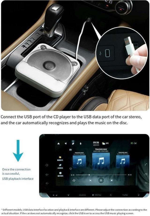 車用CDプレーヤー USB接続 高音質 音楽再生 外付け デコード不要