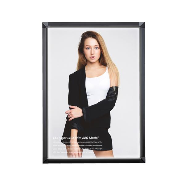 LEDライトパネル ポスターフレーム A2 PGライトLEDスリム PG-32S ツヤ有ブラックBG+B 角型 スタンド仕様 薄型 電飾看板 内照