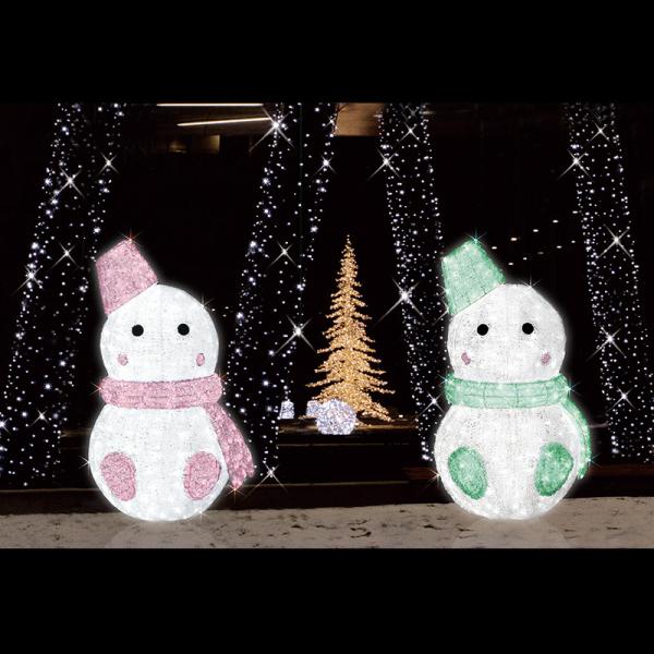 クリスマス イルミネーション 雪だるま スノーマン ライト 青 大きい