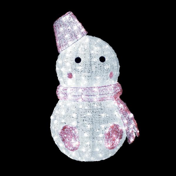 イルミネーション 雪だるま 屋外 LEDクリスタルグロー キッズスノーマン ピンク 57080-2*