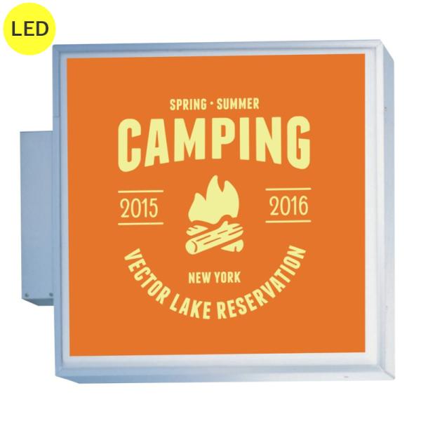 看板 電飾看板 袖看板 突き出し看板 三和サインワークス 303角アルミLED LLT11-46 W900×H900 本体+標準取付金具