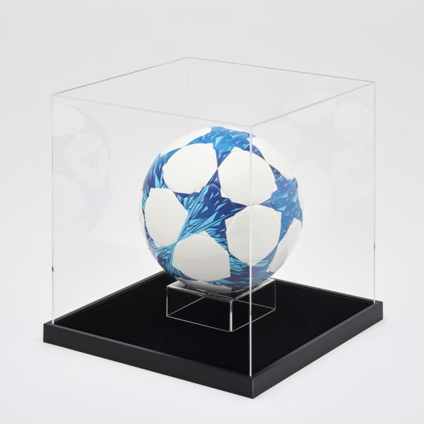 コレクションケース アクリル サッカーボール 専用スタンド付き 台座タイプ：黒別珍 フレーム：T25ブラック サインボール ディスプレイ 収納