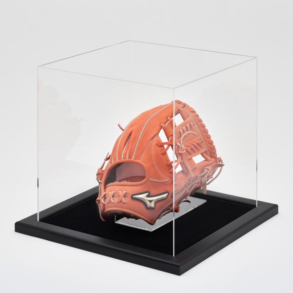 コレクションケース アクリル グローブ 専用スタンド付き 台座タイプ：黒別珍 フレーム：CFビター 野球 サイン ディスプレイ 収納 飾る おしゃれ