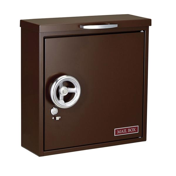 ポスト おしゃれ 壁付け インダストリアル 郵便受け 鍵付き かもんポスト Rowel(ロウェル)右開き メタリックNブラウンRWL-R-MB