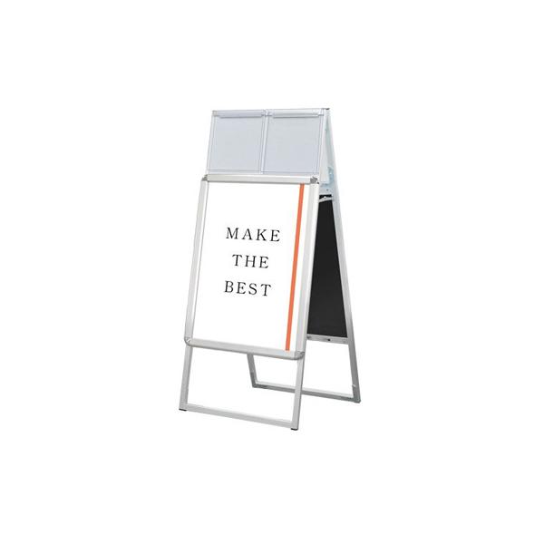 スタンド看板 a看板 店舗 ポスターグリップスタンド看板 カタログケース付 屋内 A2 両面 シルバー PGSKK-A2RS