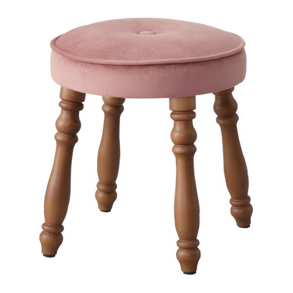 スツール チェア 椅子 ベロア調 くり脚 アンティーク お洒落 ビューグ スツール ピンク BGL-250PK