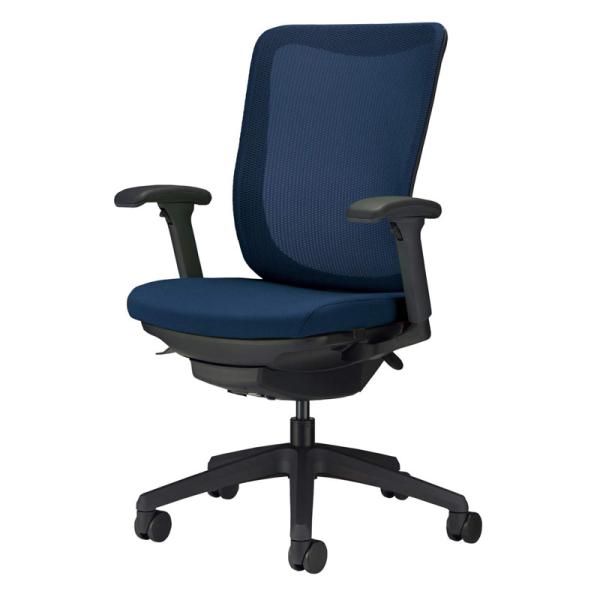 オフィスチェア レイオス フレキシブルアーム ブラックフレーム×ブラック脚 コズミックブルー No.3547F-K 731-48