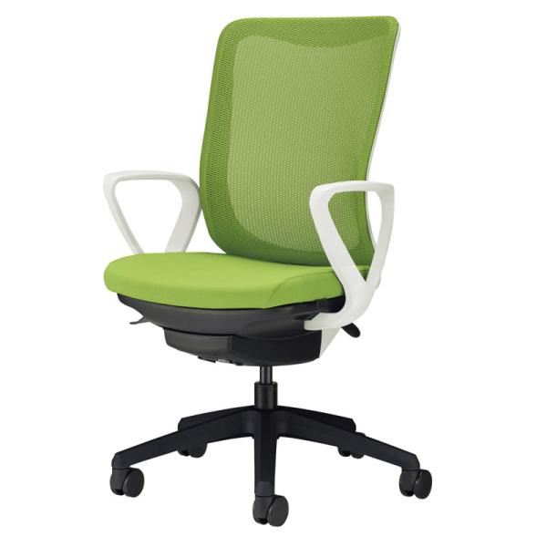 オフィスチェア レイオス サークルアーム ホワイトフレーム×ブラック脚