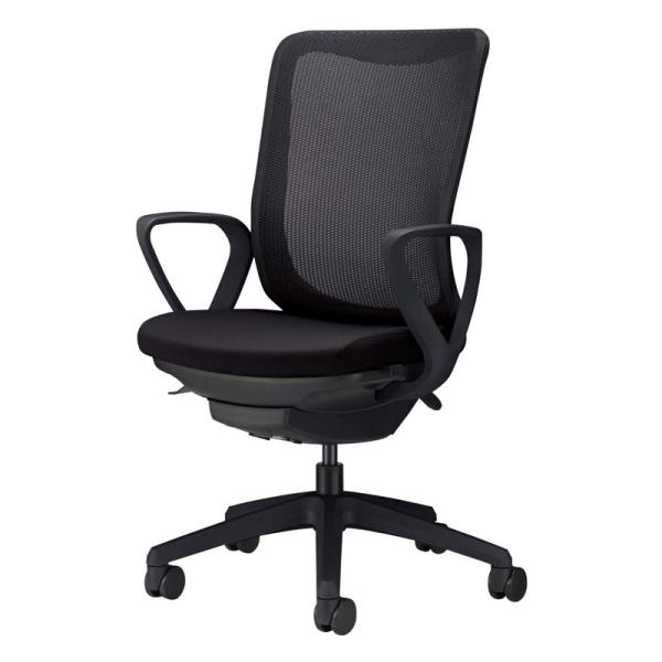 オフィスチェア レイオス サークルアーム ブラックフレーム×ブラック脚 ブラック No.3546F-K 731-47