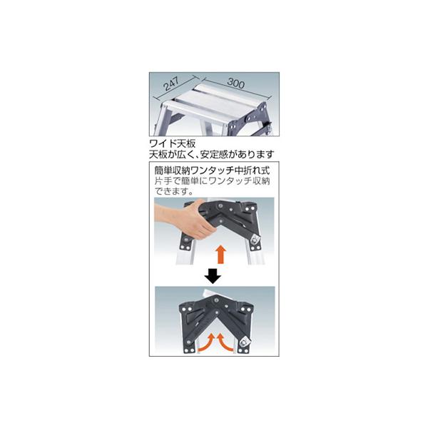 トラスコ TRUSCO オレンジブック 業務用 脚立 はしご H1.4m はしご兼用脚立 脚カバー付 THK-150 512-3682_2