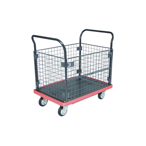 トラスコ TRUSCO オレンジブック 業務用 MKP樹脂製運搬車 金網付両袖タイプ ブラック MKP-307 855-5493