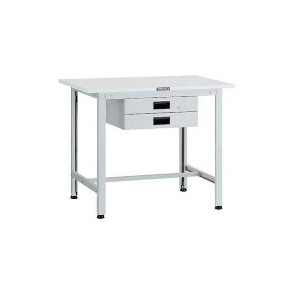 トラスコ TRUSCO オレンジブック 軽量作業台 薄型2段引出し付 ホワイト 900X600X740mm AO-0960UDK2 125-9123