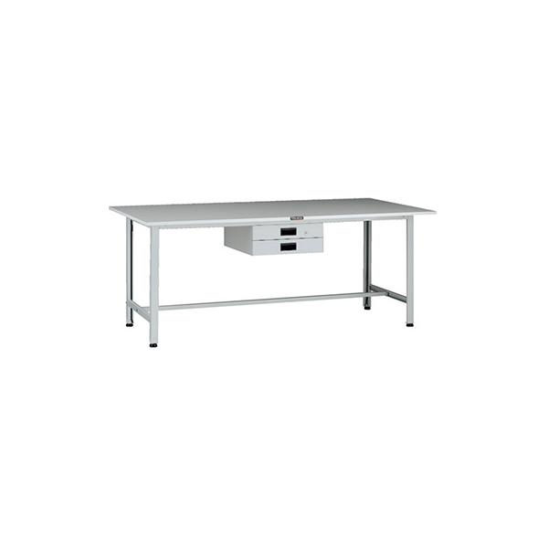 トラスコ TRUSCO 業務用 軽量作業台 薄型2段引出し付 ホワイト 1800X900X740mm AOR-1890UDK2 137-1709