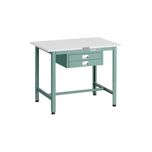 トラスコ TRUSCO 業務用 軽量作業台 薄型2段引出し付 グリーン 900X600X740mm AE-0960UDC2 183-3848