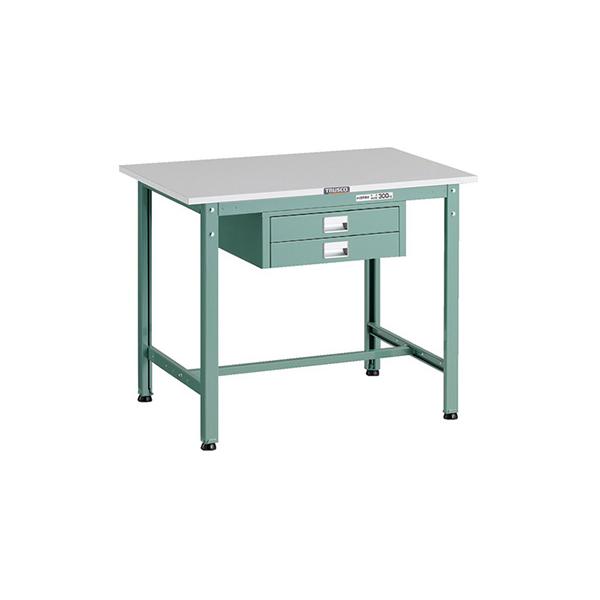 トラスコ TRUSCO 業務用 軽量作業台 薄型2段引出し付 グリーン 900X600X740mm RAE-0960UDC2 183-3860