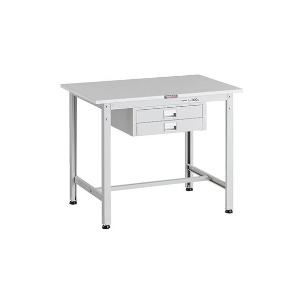 トラスコ TRUSCO 業務用 軽量作業台 薄型2段引出し付 ホワイト 900X600X740mm RAE-0960UDC2 W 183-3862