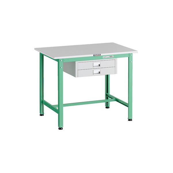 トラスコ TRUSCO 軽量作業台 薄型2段引出し付 ヤンググリーン 900X600X740mm RAE-0960UDC2 YG 183-3863