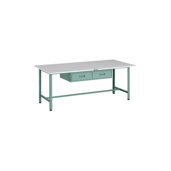 トラスコ TRUSCO オレンジブック 軽量作業台 2列1段引出し付 グリーン 1800X900X740mm RAE-1809FL2 289-1476